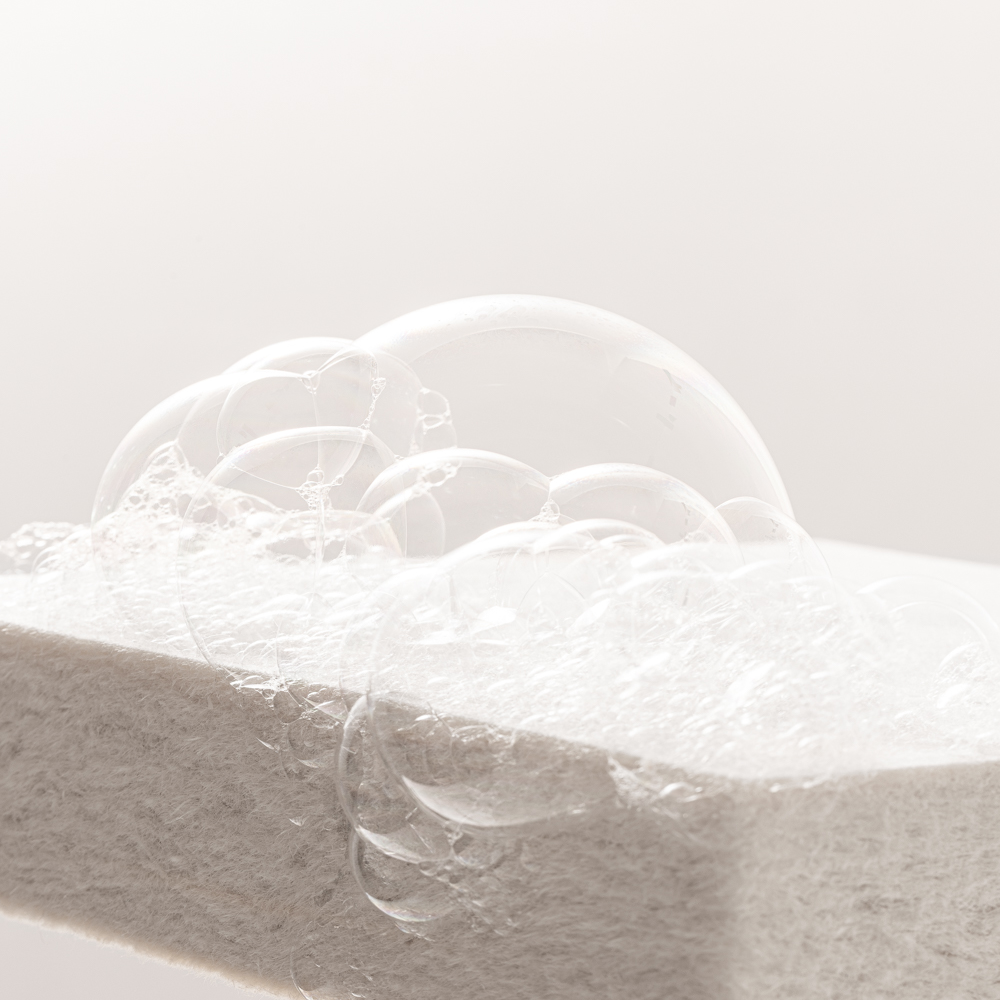 Foam bubbles on an acoustic tile